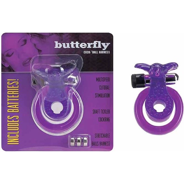 Эрекционное кольцо с подхватом мошонки "Butterfly" с вибрацией 