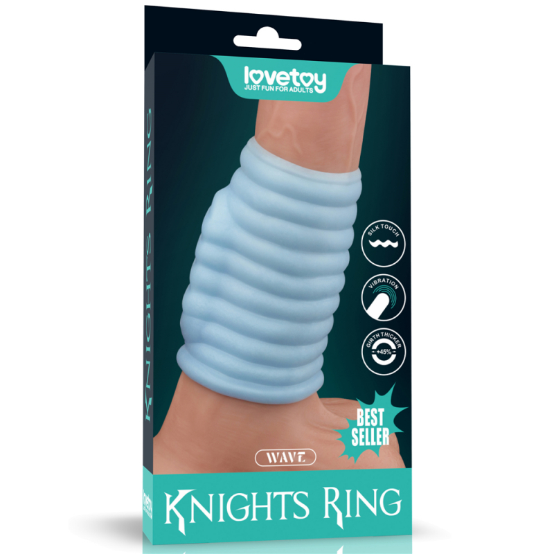 Насадка с вибрацией "Knights Ring" открытая, голубая 